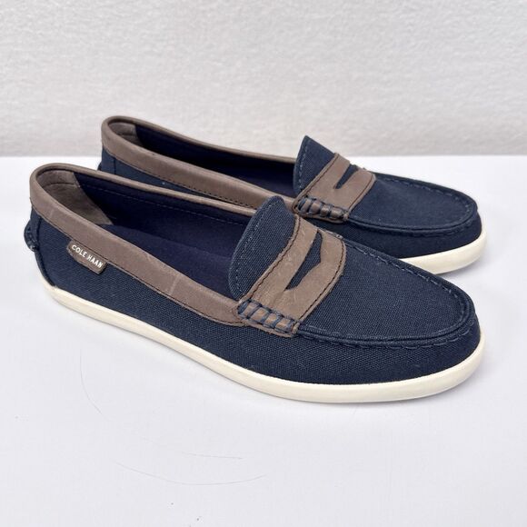 Cole Haan Loafers Womens Size 7 B Navy Blue Brown Nantucket Penny W07033 - Picture 1 of 7